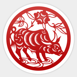 Chinese Zodiac Ox in Red Sticker